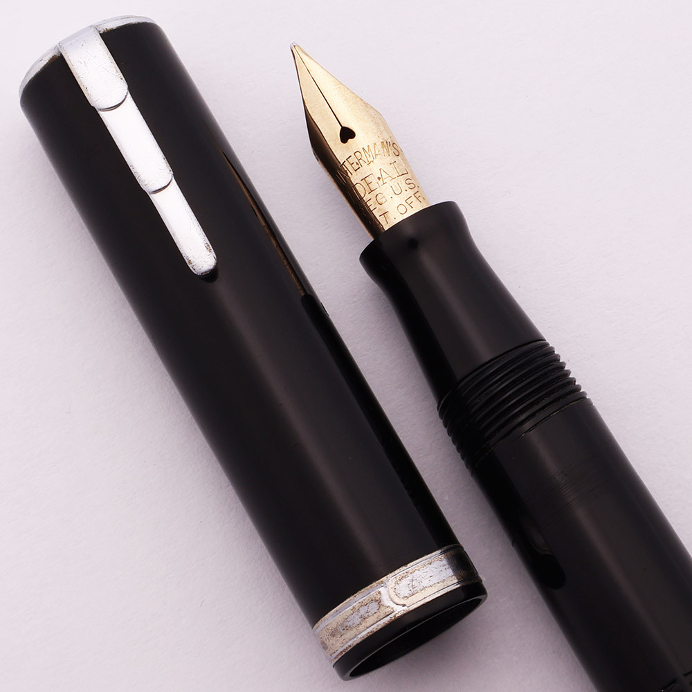 Waterman Lady Patricia Fountain Pen (1930's) - Black w/ Chrome