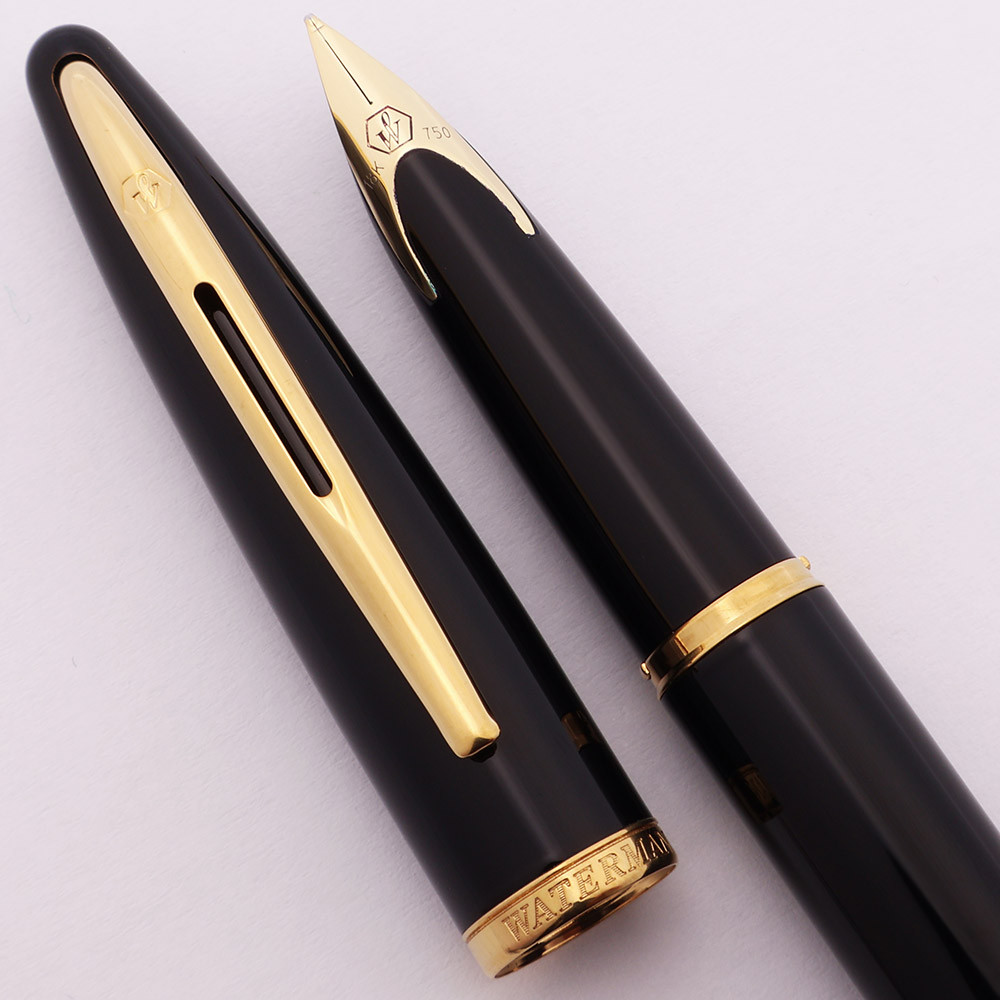 Waterman Carene Fountain Pen - Black, Gold Trim, 18k Medium Nib