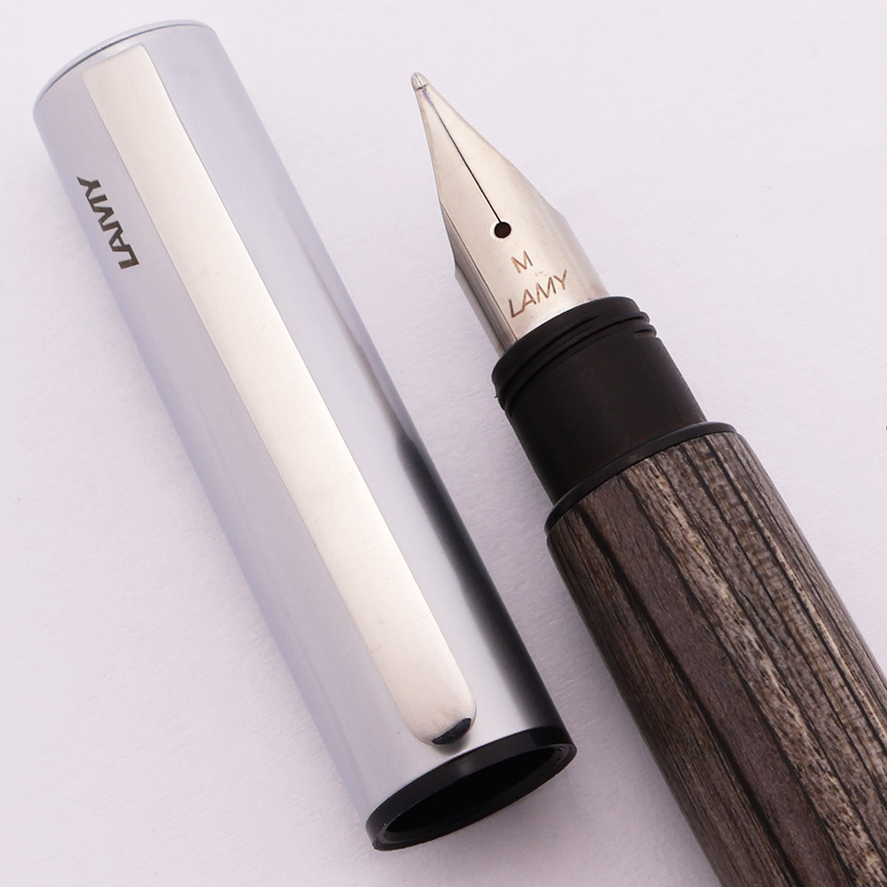 Lamy Accent Fountain Pen  - Aluminum w Grey Wood Grip, Medium Lamy Nib (Excellent +, Works Well) Lamy Accent Fountain Pen  - Aluminum w Grey Wood Grip, Medium Lamy Nib (Excellent +, Works Well)