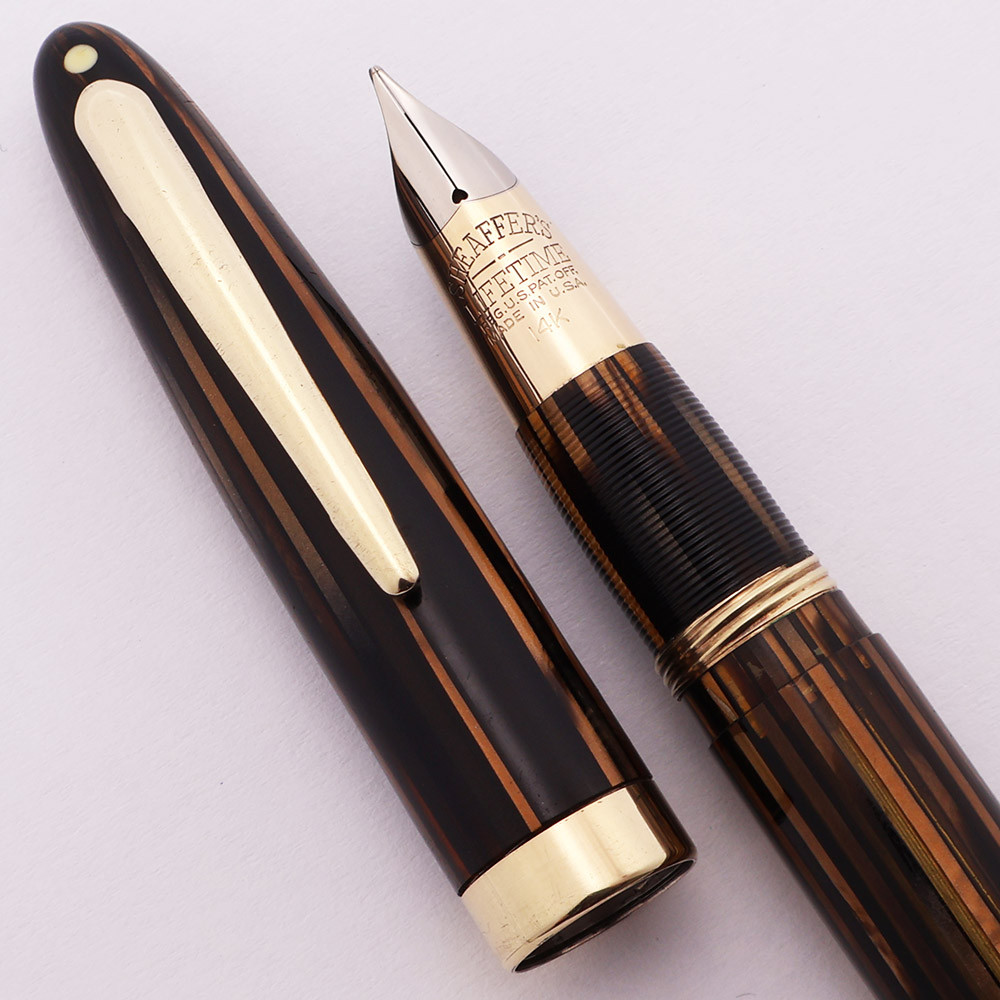 Sheaffer Triumph 1000 Fountain Pen (1940s) - Brown Striated, Vac