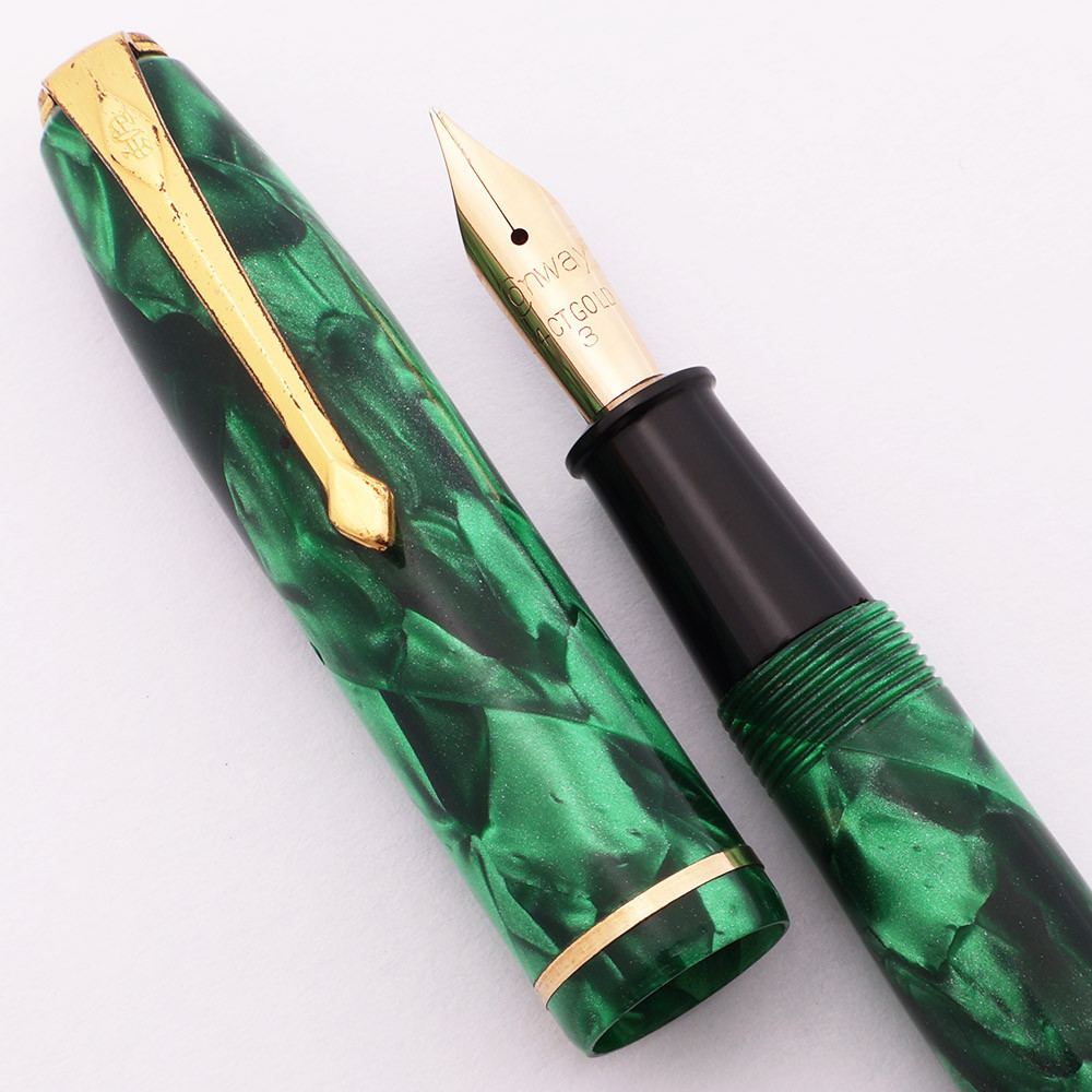 Conway Stewart 85 Fountain Pen (1950s) - Bright Green Marble w/GT