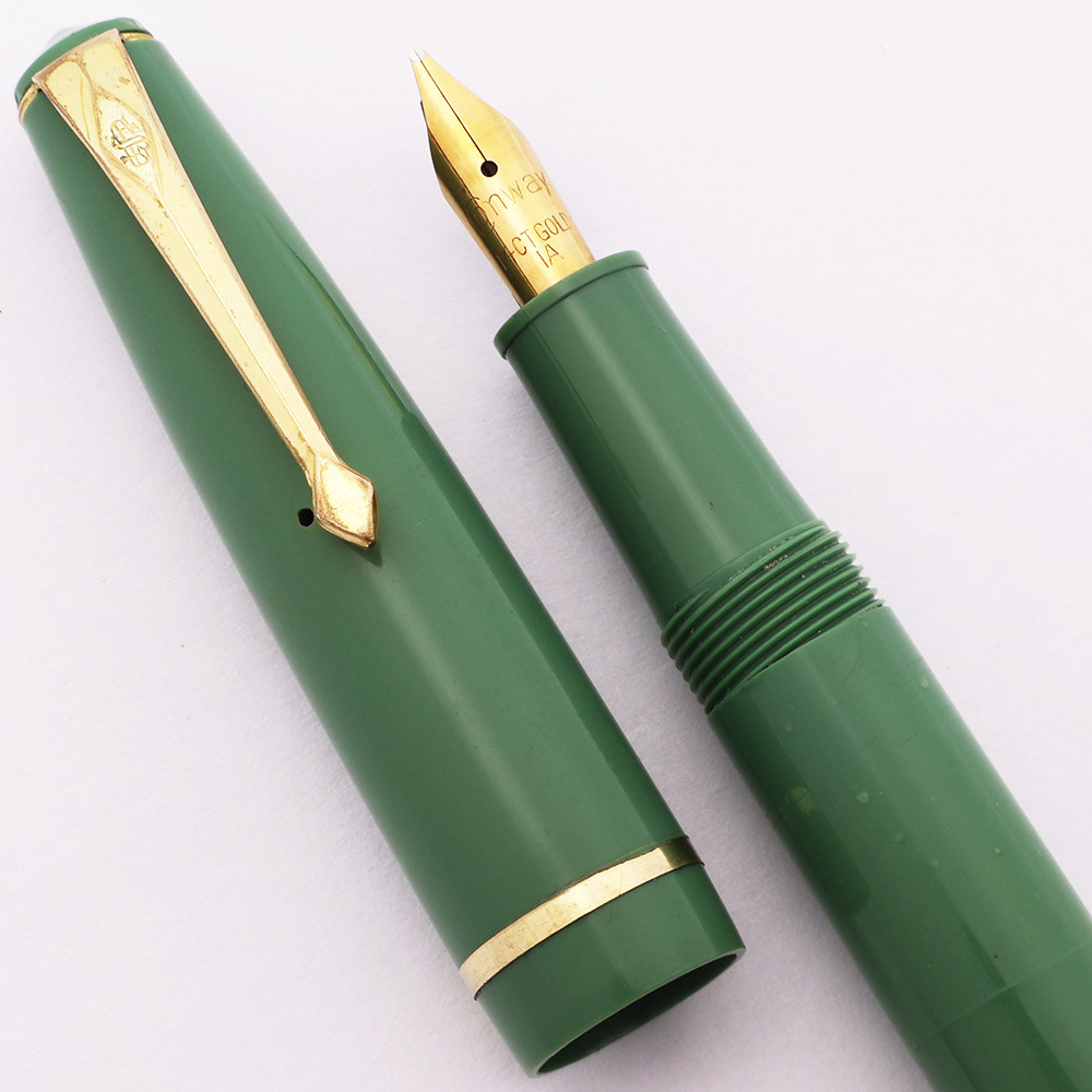 Conway Stewart 150 Fountain Pen (1960s) -  Pastel Green w/GT, Aerometric Fill,  Broad 14k #1A Nib (Very Nice, Works Well)