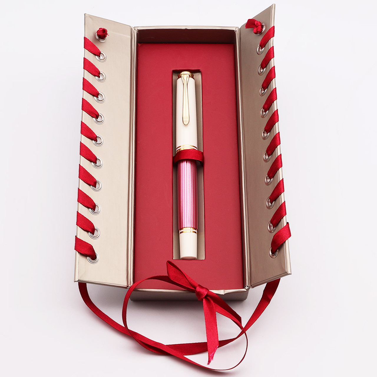 Pelikan M600 Souveran Fountain Pen (SE - 2015) - Pink-White Striped, Extra-Fine 14k (Excellent in Box, Works Well)