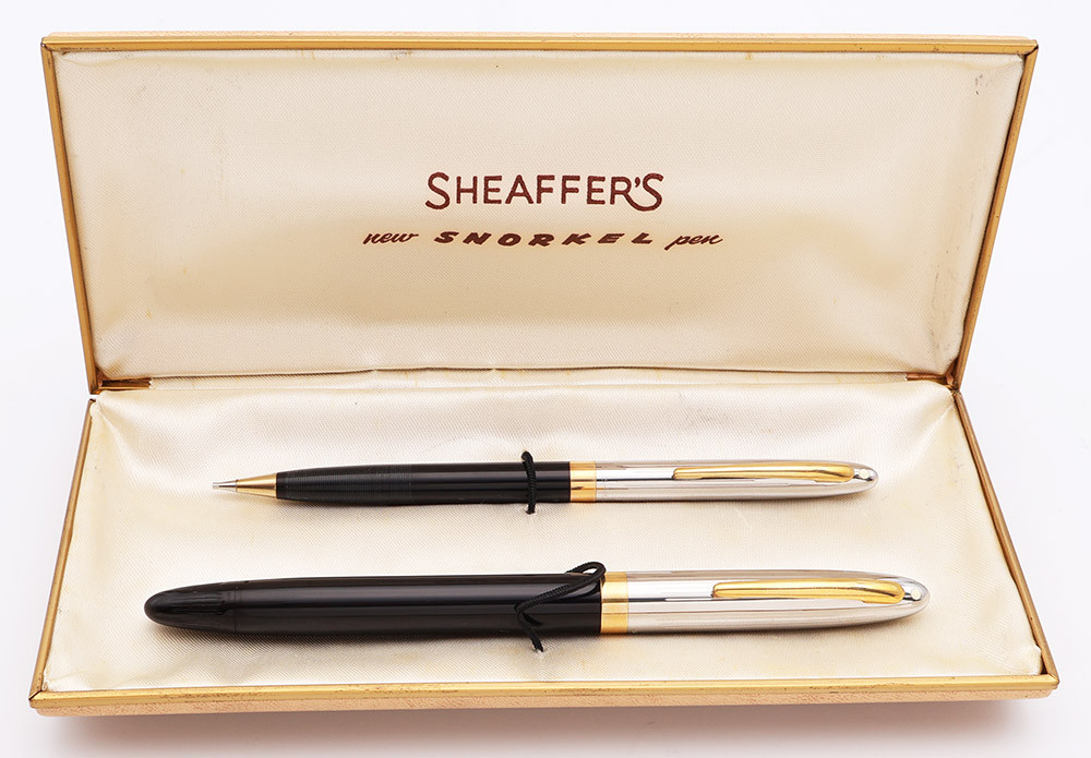 Sheaffer Sentinel Snorkel Fountain Pen Pencil Set - Black, Medium