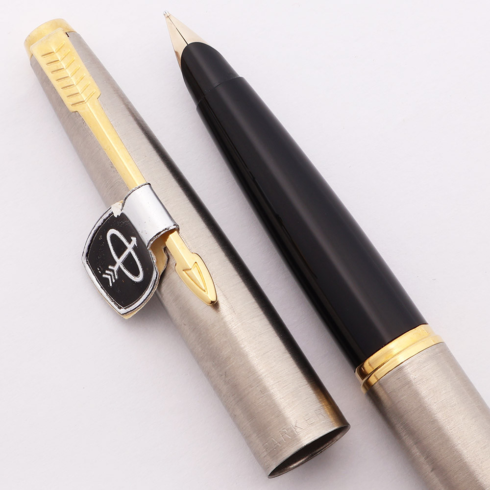 PARKER 45 万年筆 フライター USA製 シルバー ゴールド Parker 45 Flighter Fountain Pen (1970-9) - Gold Trim, C/C, Fine