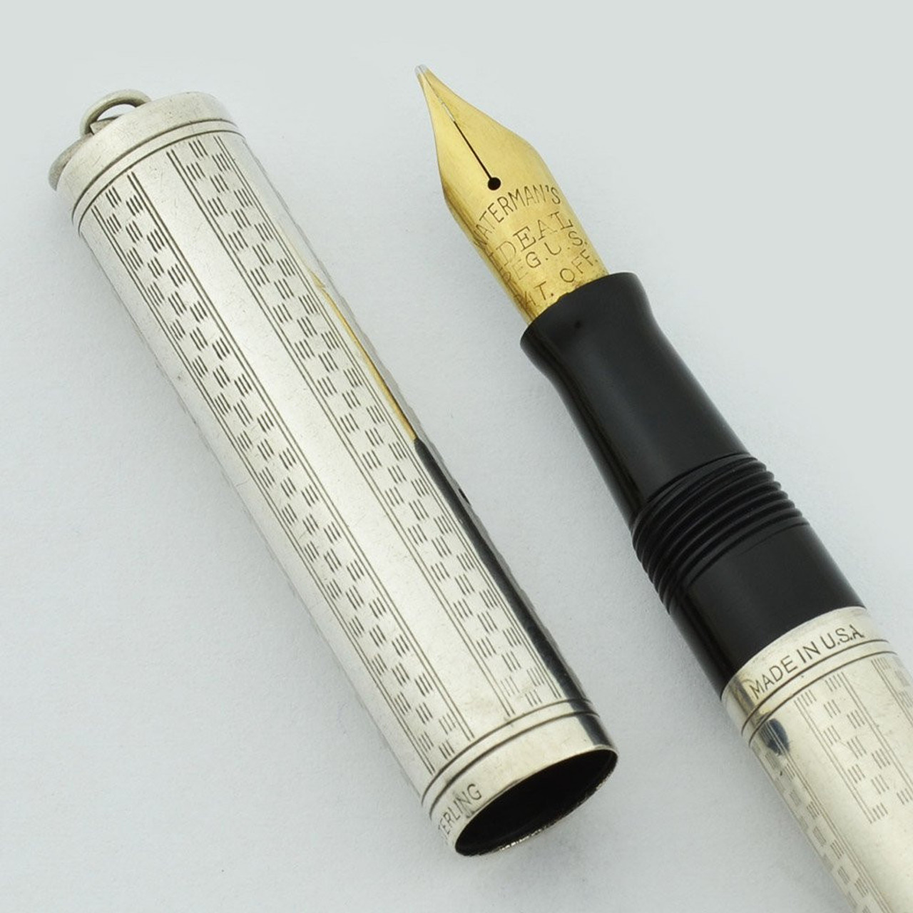 ヴィンテージ ウォーターマン万年筆 452 銀製Made in U.S.A. Waterman 452 Fountain Pen Set - Sterling Basketweave