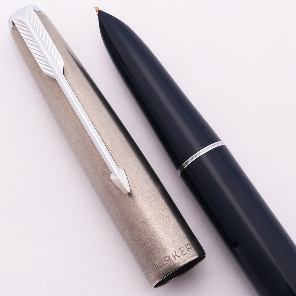 Parker 51 Aerometric Mark III  (1970s) - Dark Blue, Lustraloy Cap, Medium Gold Nib (Excellent, Works Well)