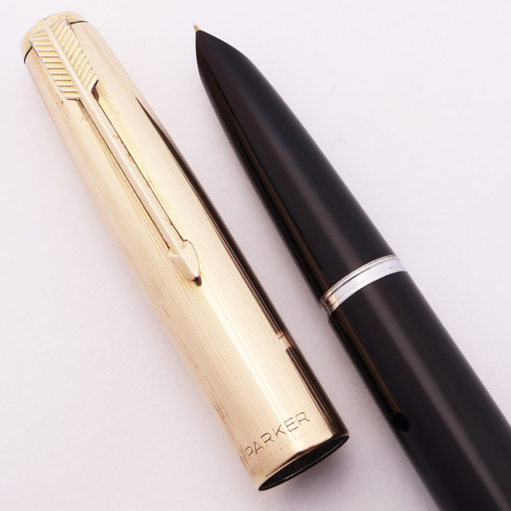 Parker 51 Aerometric (UK, 1950s) Black w Rolled Gold Cap w