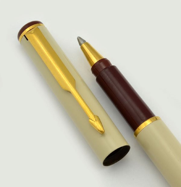Parker 88 (Rialto) Rollerball-Ballpoint Pen - Ivory and Maroon