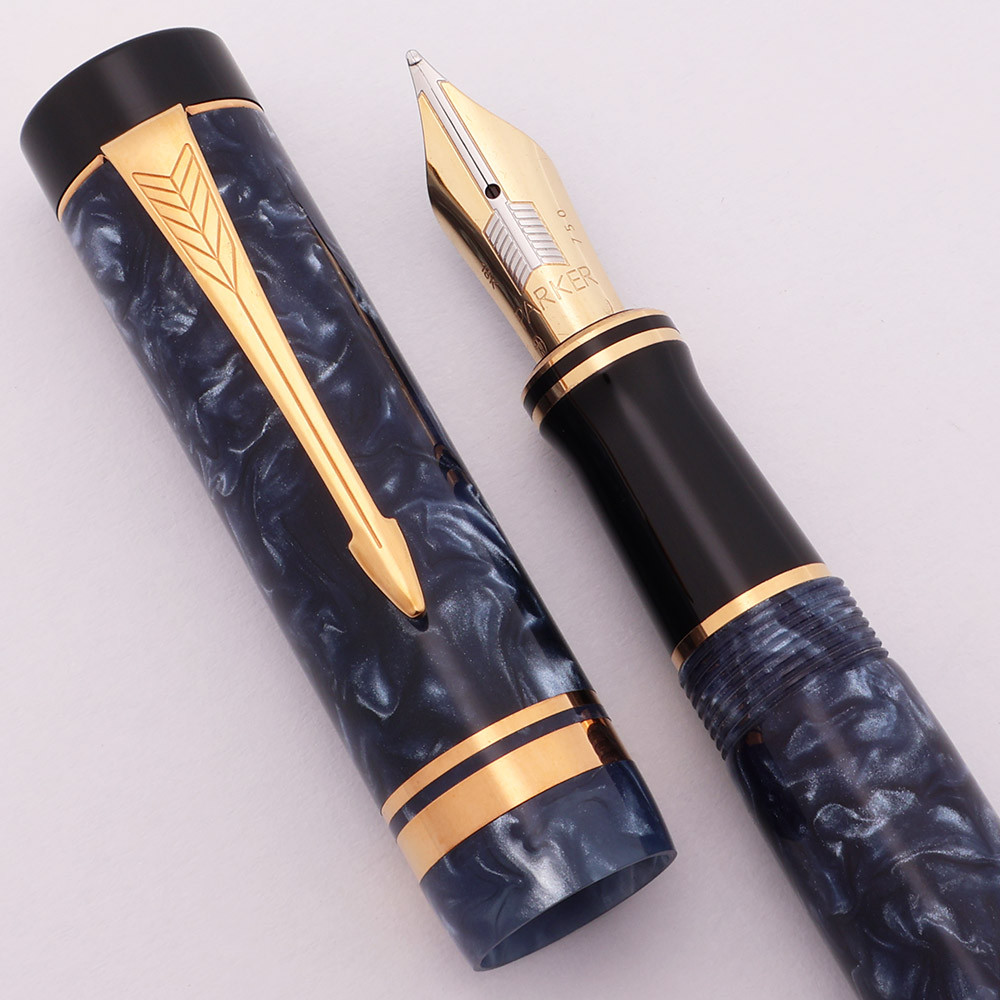 Parker Duofold Centennial Collectors Edition Fountain Pen (1988) - Blue Marble, 18k Medium (Excellent, Works Well)