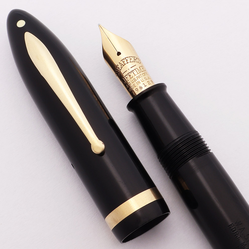 Sheaffer Balance Lifetime Oversized (1935-42) - Jet Black w GT, Radius Clip, Lever Fill, 14k Fine Lifetime Nib (Excellent, Restored)