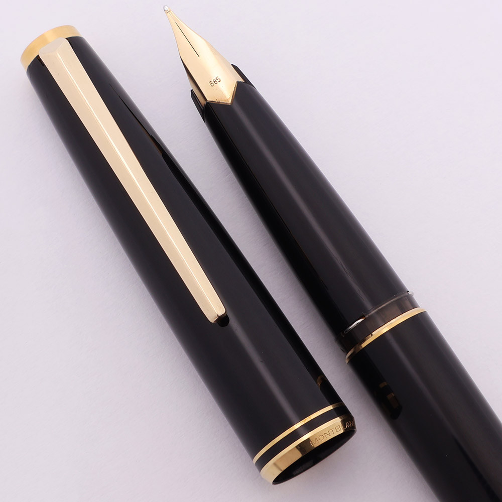 Montblanc 221P Fountain Pen  (1980s) - Black, C/C, 14k Medium-Fine Nib  (Excellent, Works Well)