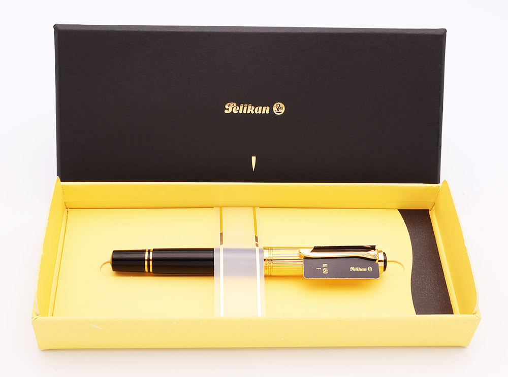 pelikan 万年筆 14CF Pelikan M450 (1998-2001) Fountain Pen - Black w Vermeil Cap, Broad