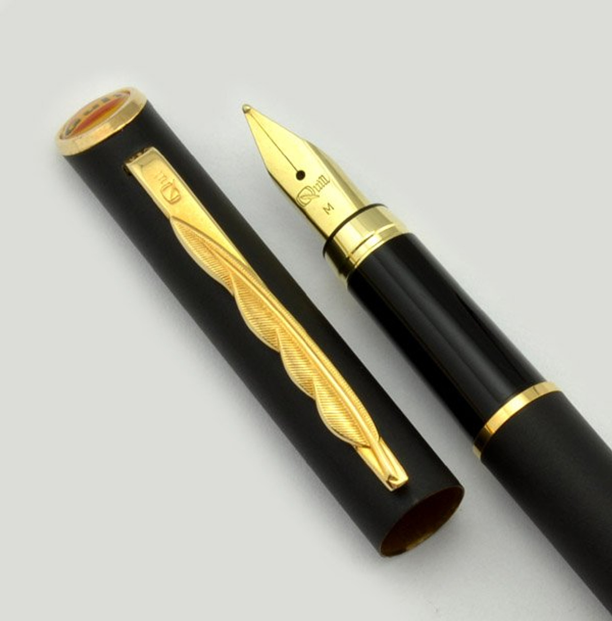 Quill Pen Co. Cartridge Fountain Pen - Black, Gulf Emblem, Medium Nib, (Like New, In Box)