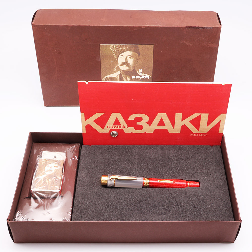 Delta Indigenous People "Cossacks" Special LE Fountain Pen - Lever Filler, Vermeil Trim, 18k Medium Nib (Near Mint in Box, Works Well)
