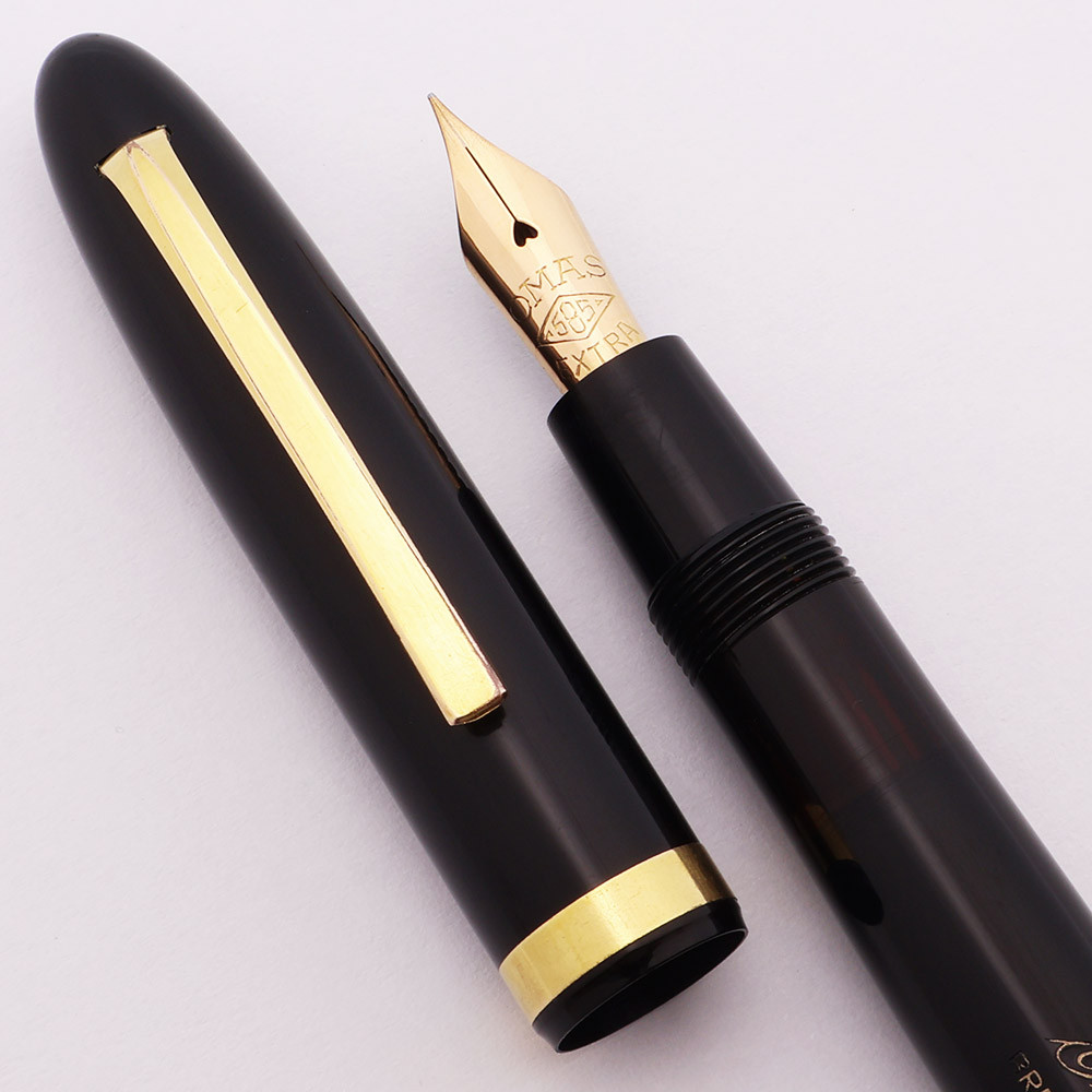 Omas Extra Ogiva Fountain Pen (1950s) - Black w GT, Piston Fill