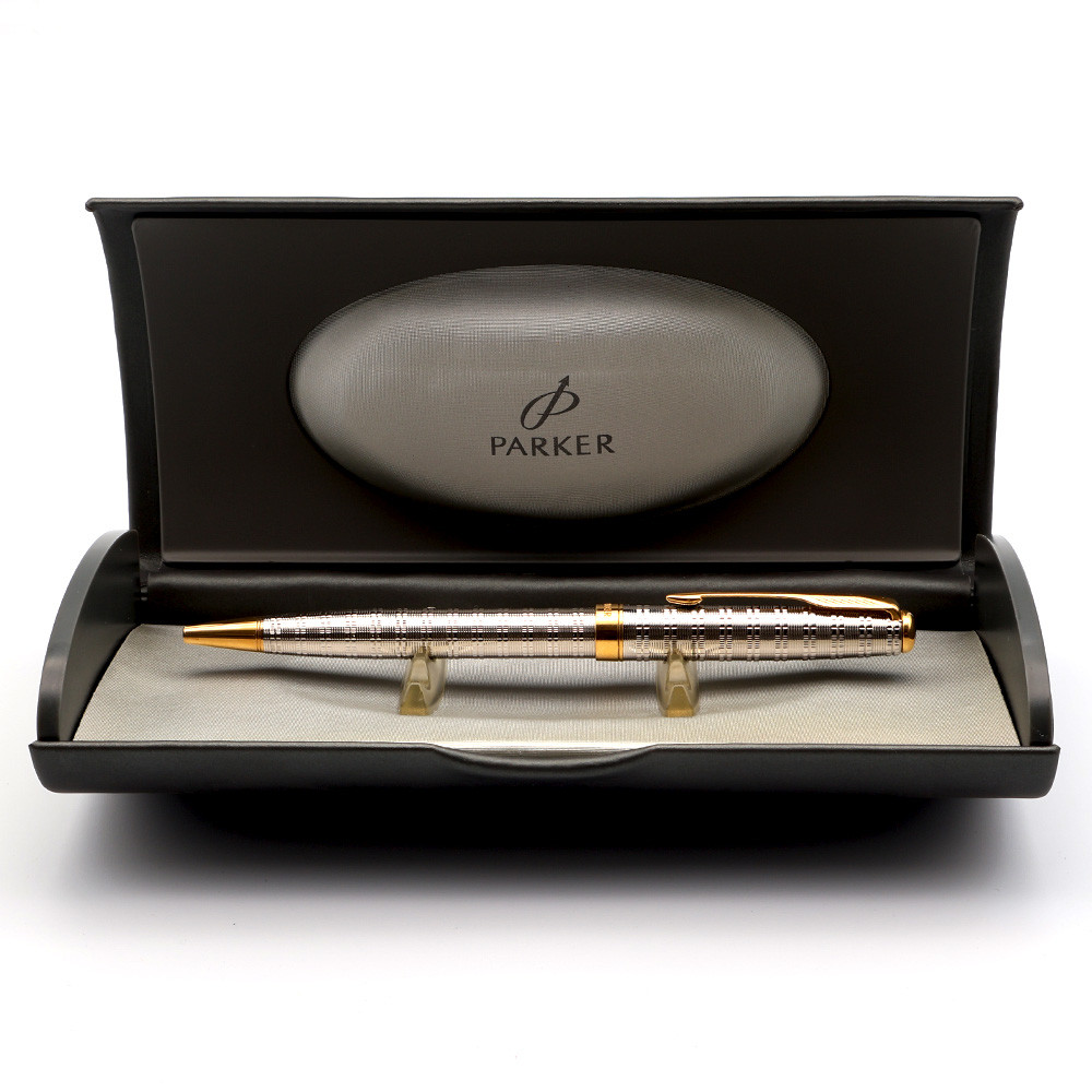 Parker Sonnet Ballpoint Pen (2002) - Chiselled Silver Tartan, Gold