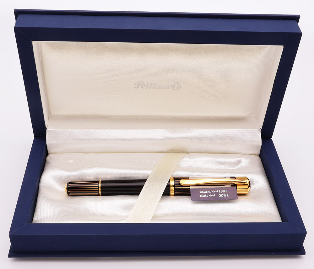 Pelikan P3110 Ductus Fountain Pen - Black w Gold Accents, C/C, 18k