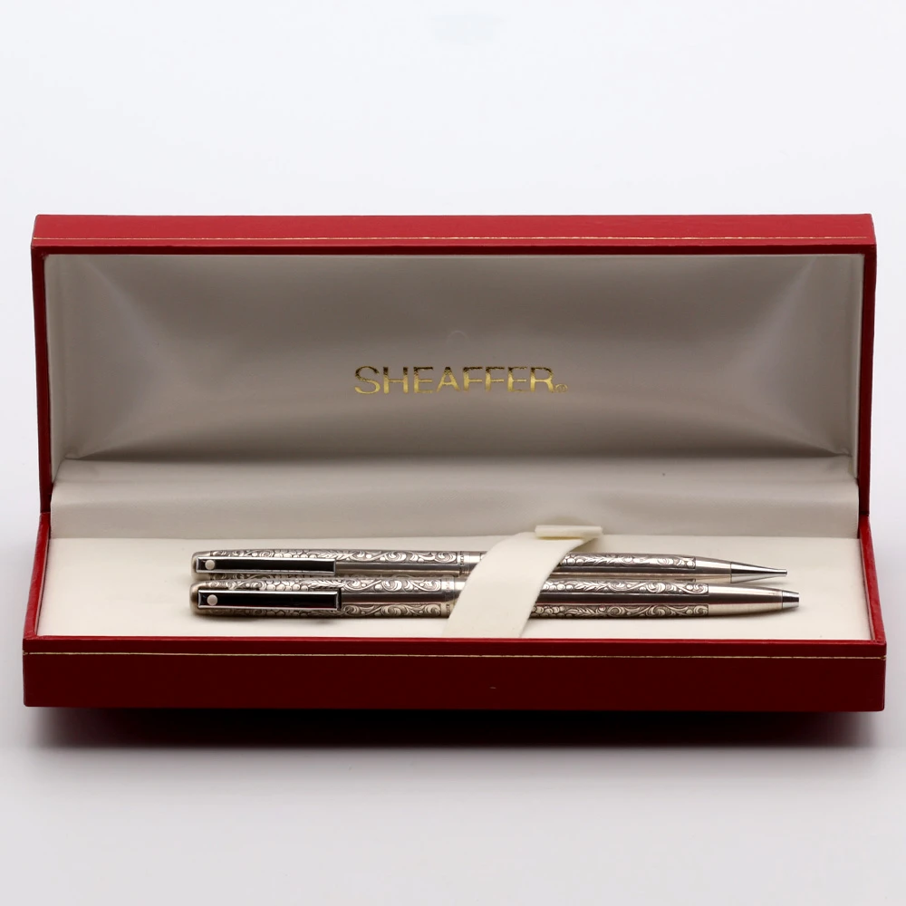 Sheaffer Vintage "Grapes & Leaves" Ballpoint and Pencil Set  (1970s) - Sterling Silver (Near Mint in Box, Work Well)