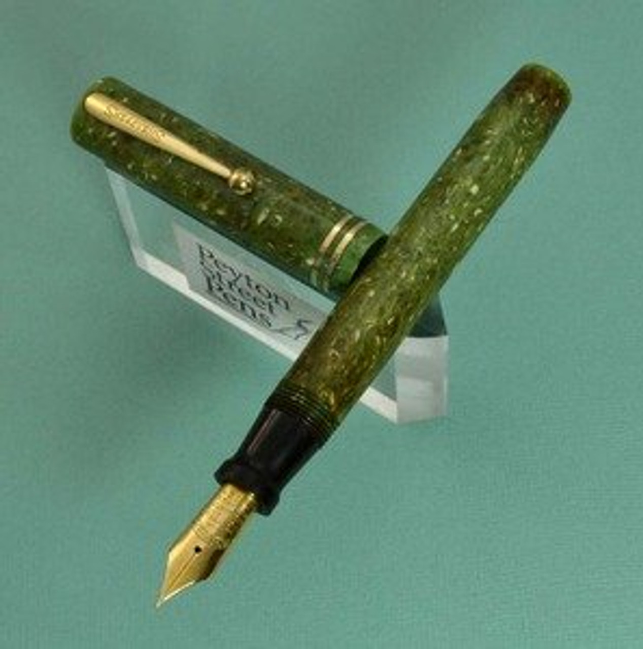 Sheaffer Lifetime Flat Top Oversized - 1920s, Jade Green, Fine 2-Tone Nib (Excellent, Restored)