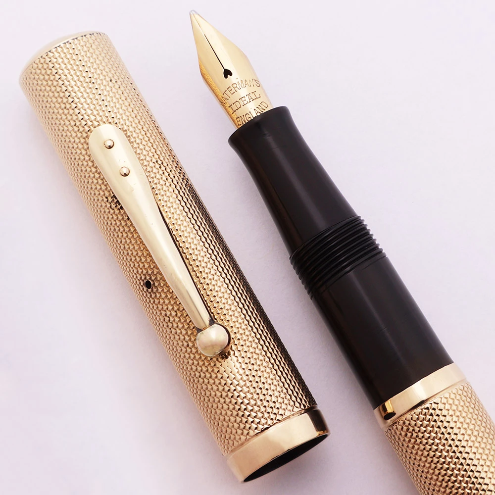 Waterman 552 Fountain Pen (UK-Canada, 1920s) - 9k Gold Barleycorn Overlay, Lever Filler, Flexible Ideal Nib (Superior, Restored)