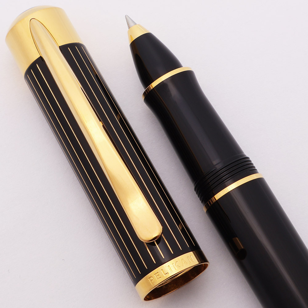 Pelikan R3110 Ductus Rollerball Pen - Black w Gold Accents