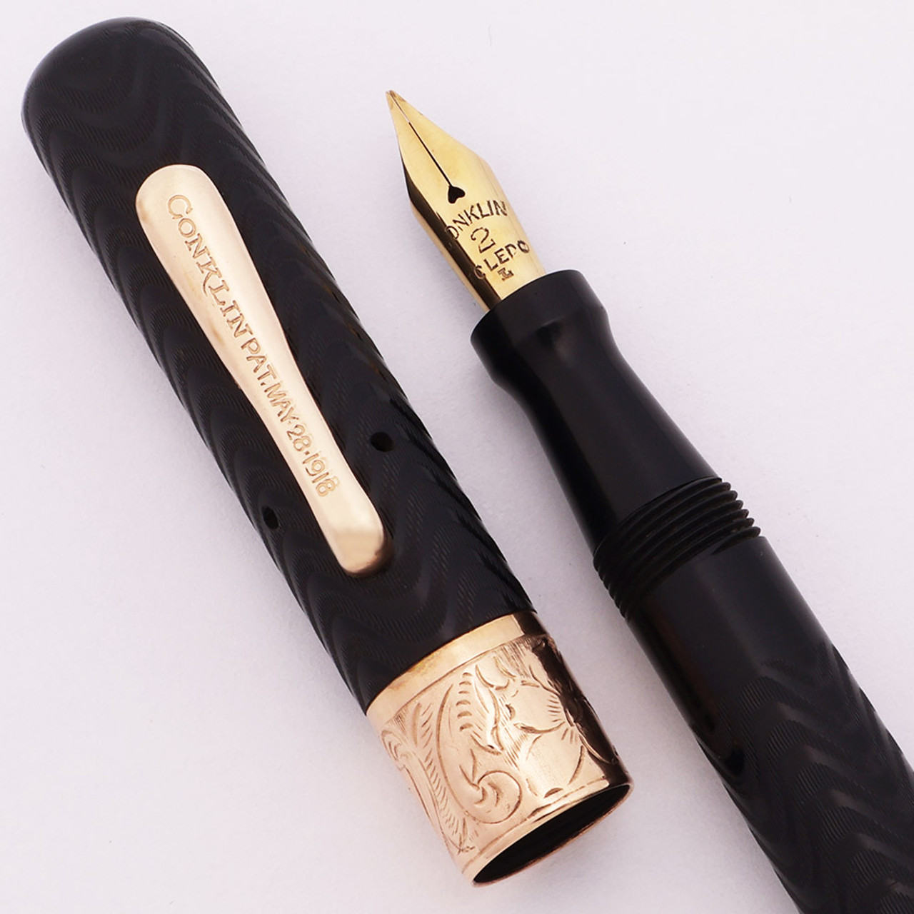 Conklin Crescent 20 Fountain Pen - BCHR, Med-Fine #2 Flex 14k Nib (Superior, Restored)