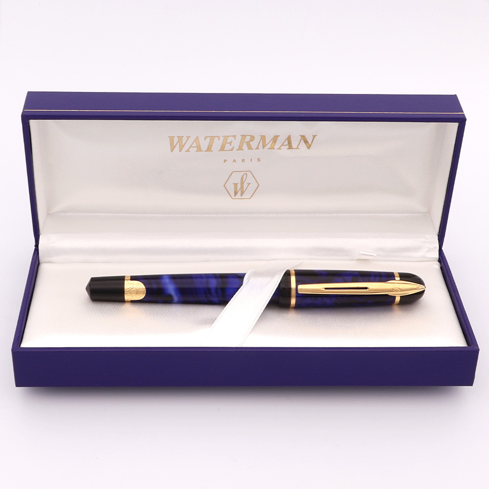 Waterman Phileas Fountain Pen (1990s/2000s) - Blue Marble w/GT, C