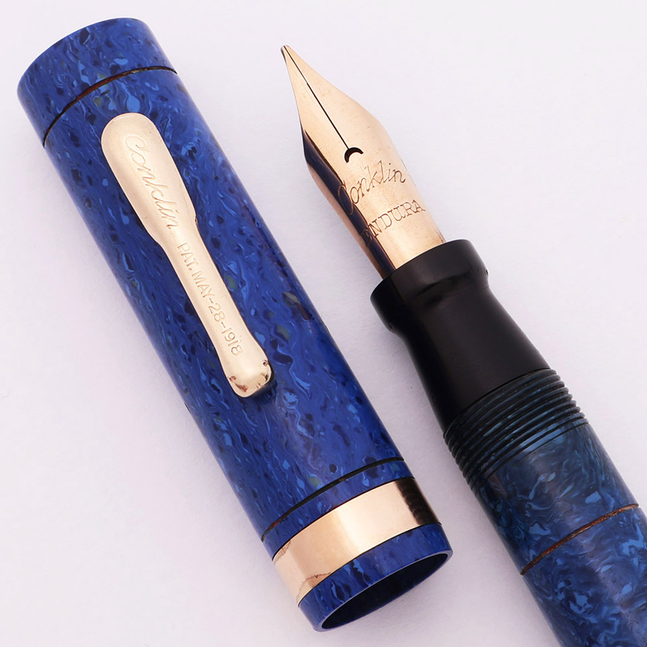 Conklin Endura Senior Fountain Pen - Lapis Blue, Medium Flexible Endura Nib (Excellent, Restored)