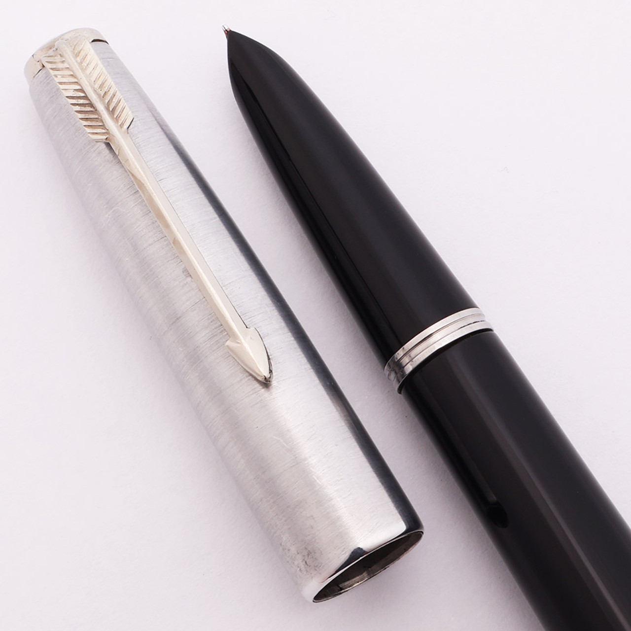 Parker 51 Ariel Kullock "Fantasy" Aerometric - Black "Bell Bottom" Barrel, Lustraloy Cap, Medium-Fine Gold Nib (Excellent +, Works Well)