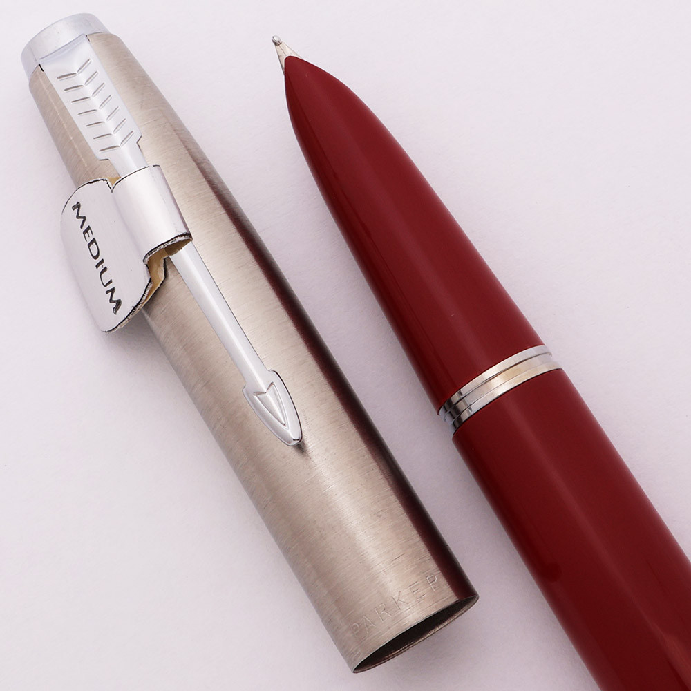 Parker Super 21 Fountain Pen (1960) Red w/ Lustraloy Cap