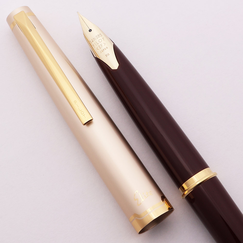 Pilot Elite 95S Pocket Fountain Pen (2013-2018) - Deep Red w/GT, C/C, 14k Nib (New in Box, Works Well)