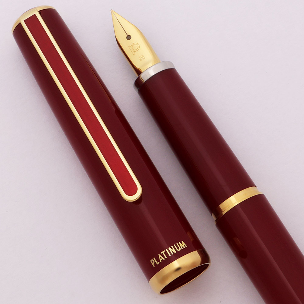 Platinum Fountain Pen (1980s +) - Red Lacquer, GP Trim, C/C, GP