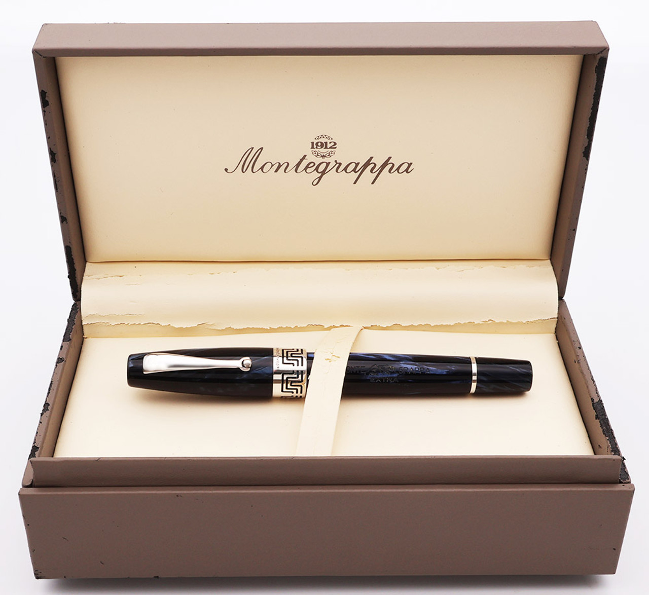 Montegrappa Extra 1930 Fountain Pen  - Dark Blue Celluloid, Piston Filler, 18k Extra-Fine Nib (Excellent + in Box, Works Well)