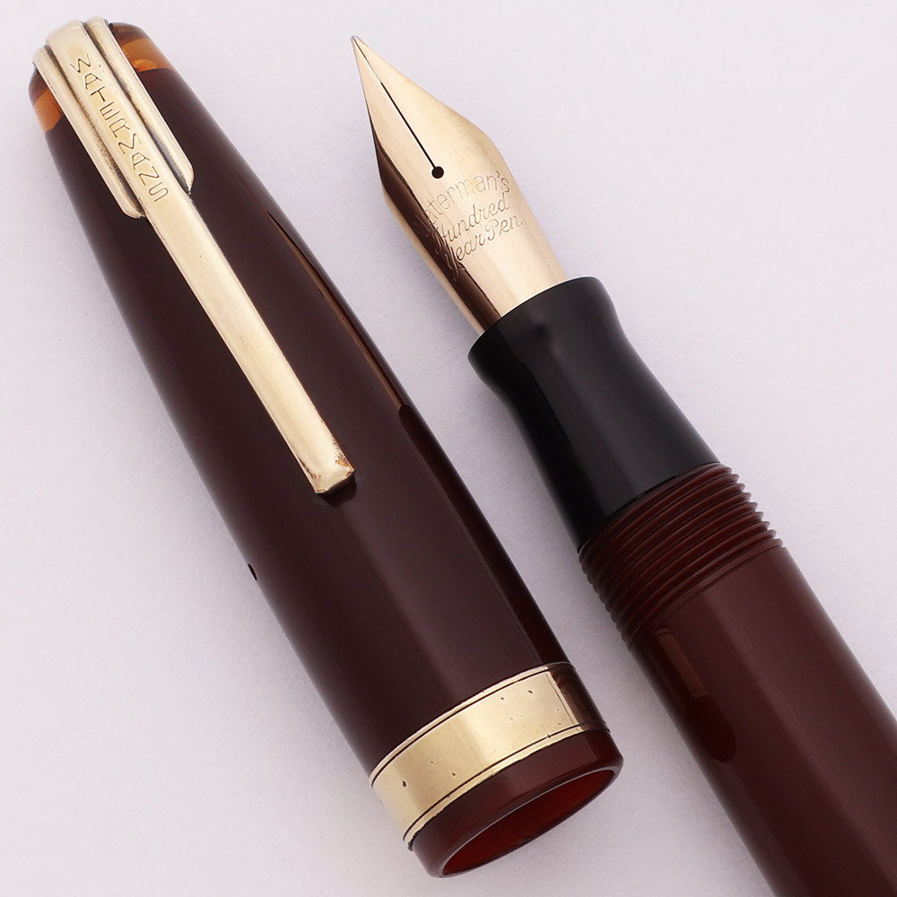 Waterman Hundred Year Pen - Standard Size, Maroon w Amber Ends