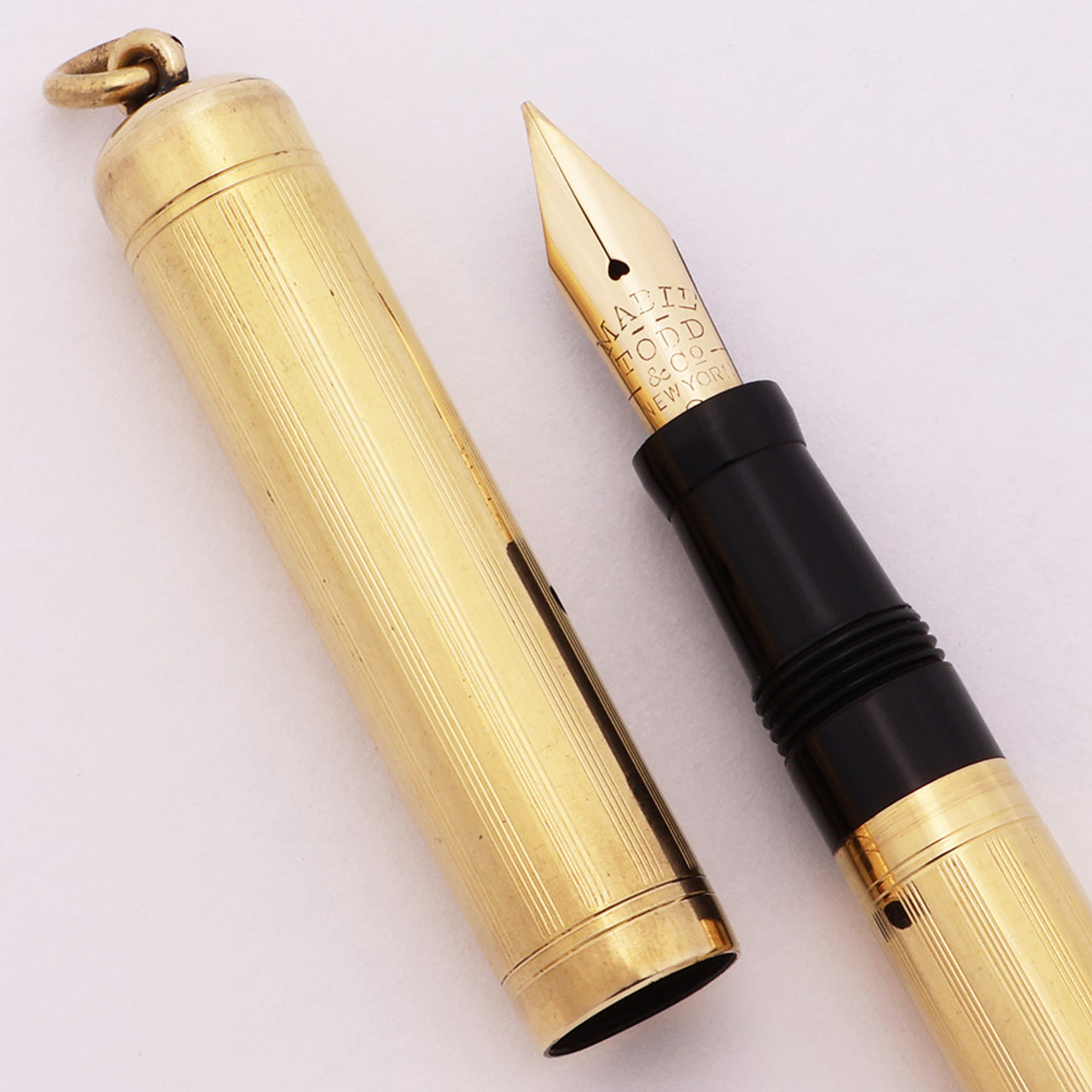 Mabie Todd (USA) Swan Ring Top Fountain Pen - Gold Filled, Eyedropper, Flexible Fine (Excellent +, Restored)