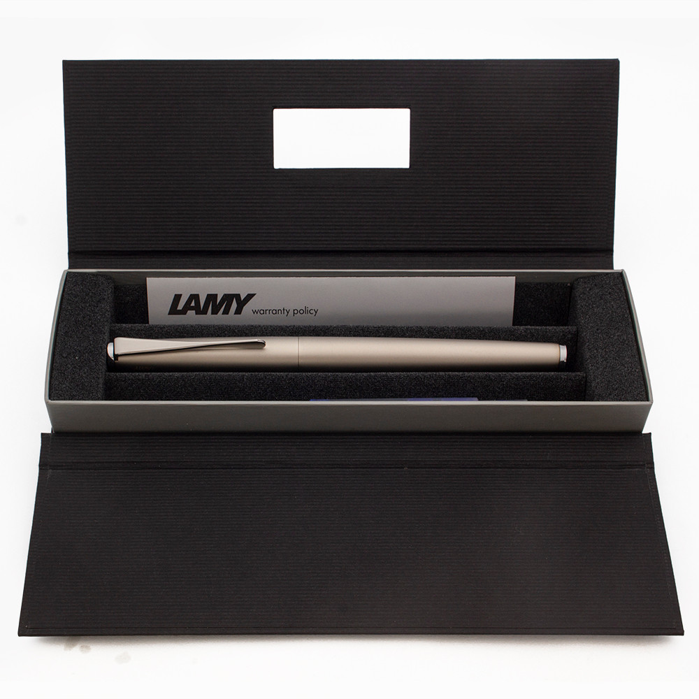 Lamy Studio Fountain Pen (2000s) - Matte Palladium, Chrome Trim, C/C, Fine 14k Nib (Excellent + in Box, Works Well)