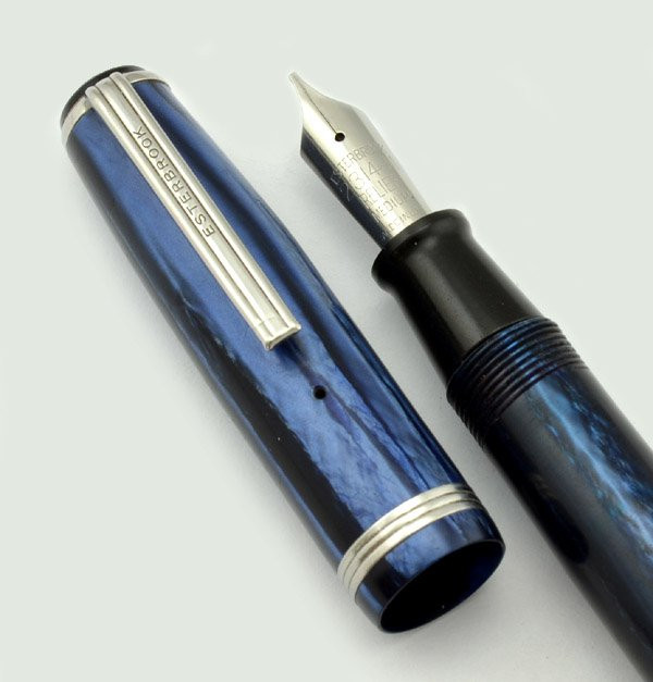 Esterbrook J Fountain Pen - Blue, 2314-M Medium Oblique Nib (Very Nice, Restored)