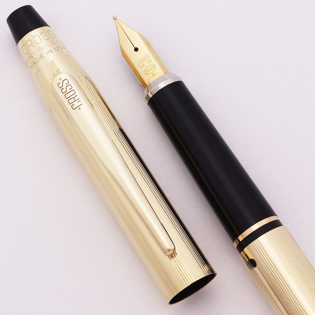 Cross Century (Classic) Fountain Pen (1980s) - Gold Filled Lined,  C/C, 14k Medium Nib (Excellent +, Works Well)