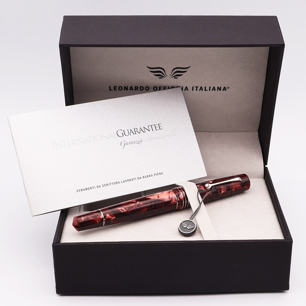 Leonardo MZG Celluloid LE Fountain Pen - "Scarlet Red" Omas Celluloid w/RT, Piston Filler, 14k Extra-Fine Leonardo Nib (Excellent + in Box, Works Well)