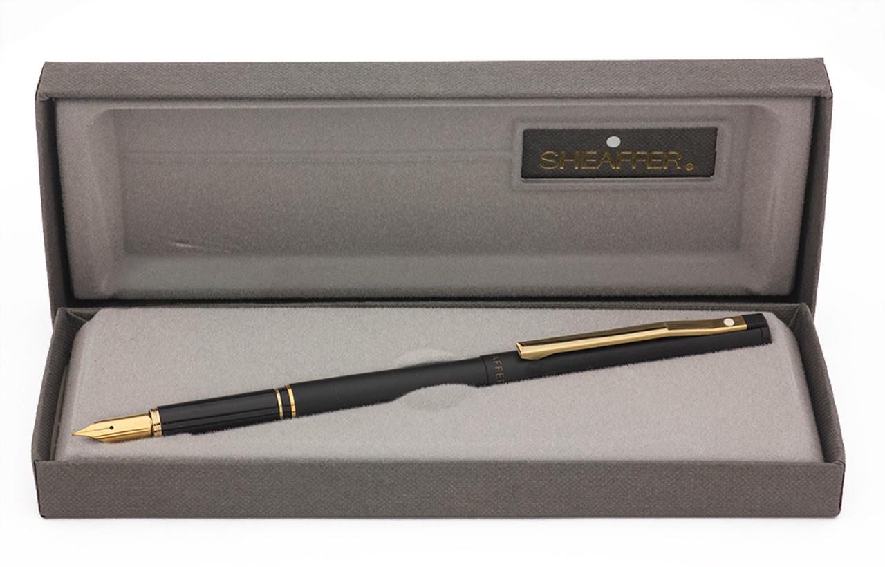 Sheafer TRZ Model 60 Fountain Pen (1980s) - Matte Black w/GT,  C/C,  Gold Plated Nibs (Near Mint in Box)