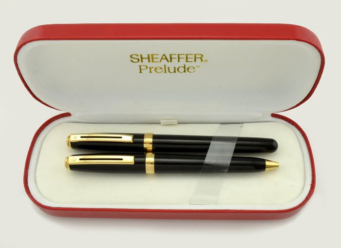 筆記具 2000XX prelude Sheaffer Prelude Fountain Pen Ballpoint Set - Black Lacquer, Gold