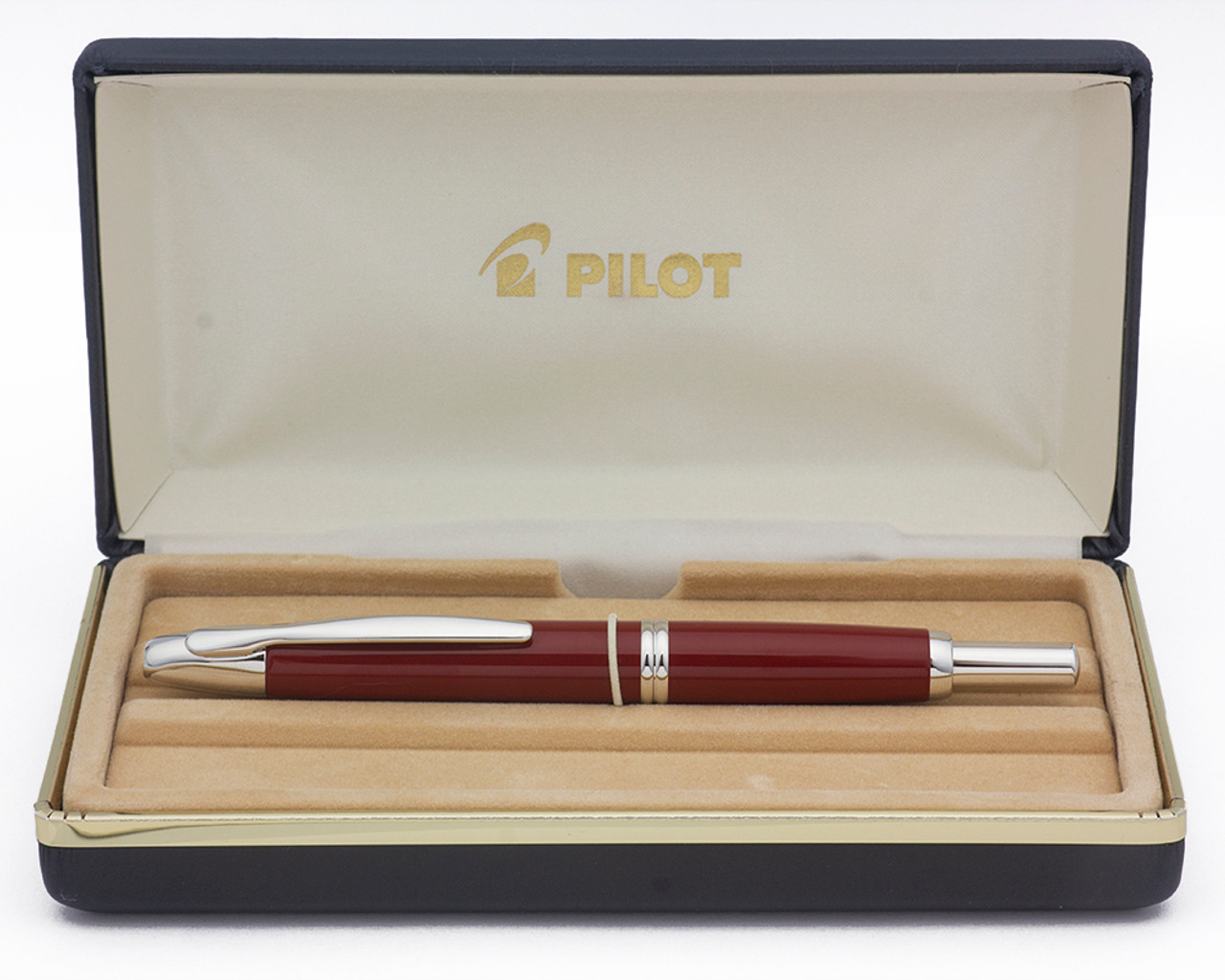 Pilot Vanishing Point Fountain Pen (2008) - Red Lacquer with Rhodium Trim, C/C, 18k Fine Nib (Near Mint, in Box, Works Well)