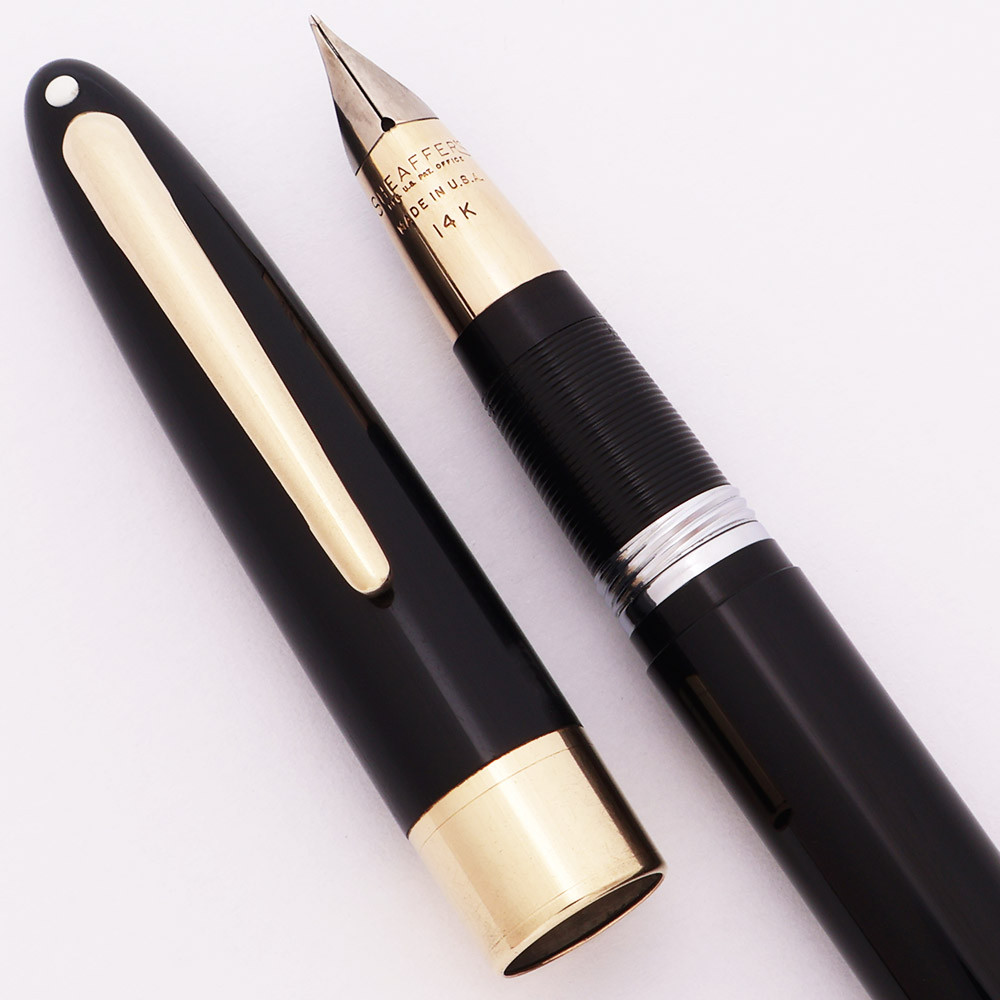 Sheaffer Valiant Snorkel (1950s) - Black w Gold Trim, 14k Medium