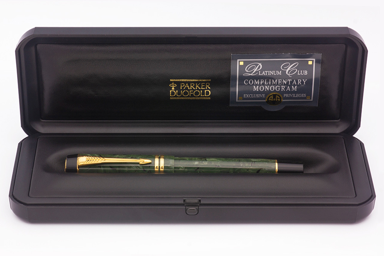 Parker Duofold Centennial Fountain Pen (1996) - Jade Green, Mk II, 18k Medium Nib (Excellent in Box, Works Well)