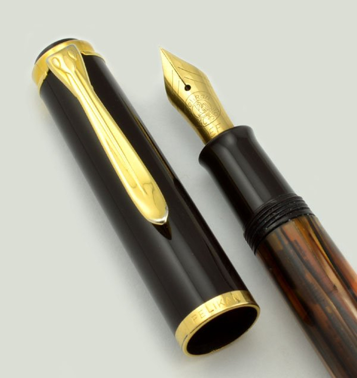 Pelikan M400SE brown-stripes B-nib 茶縞　太字 Pelikan M400 Special Edition Fountain Pen –Brown Tortoise F