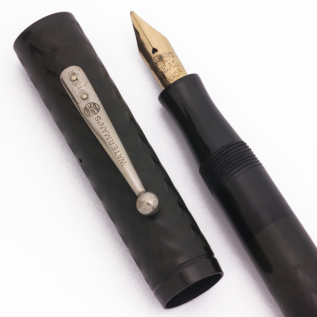 Waterman 52 Fountain Pen (USA/Canada, 1930s) - BCHR, Nickel Trim, Medium Ideal Flexible #2 Nib (Excellent +, Works Well)