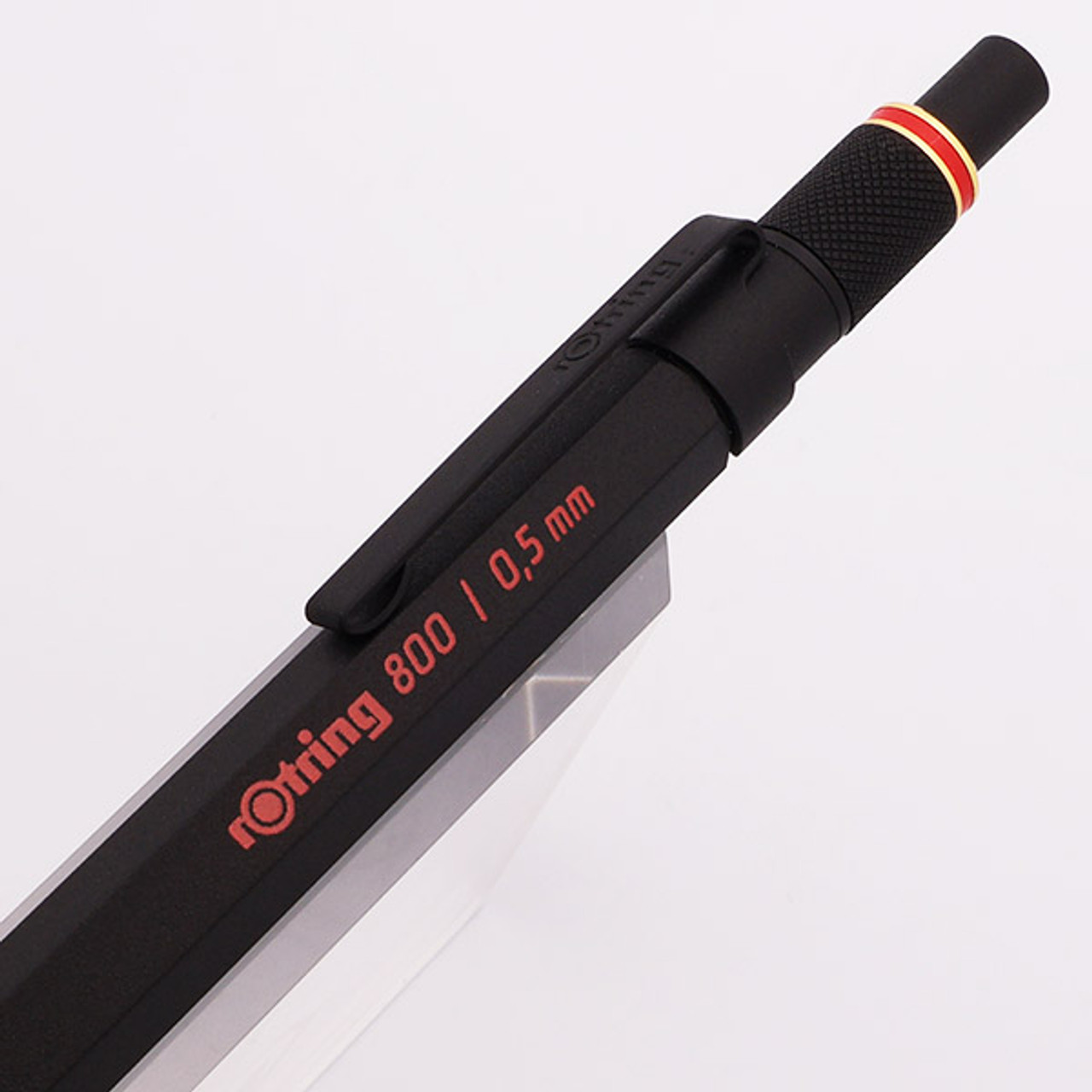 Rotring 800 Mechanical Pencil - Matte Black w Red & Gold Accents, 0.5mm Leads  (Mint, Works Well)