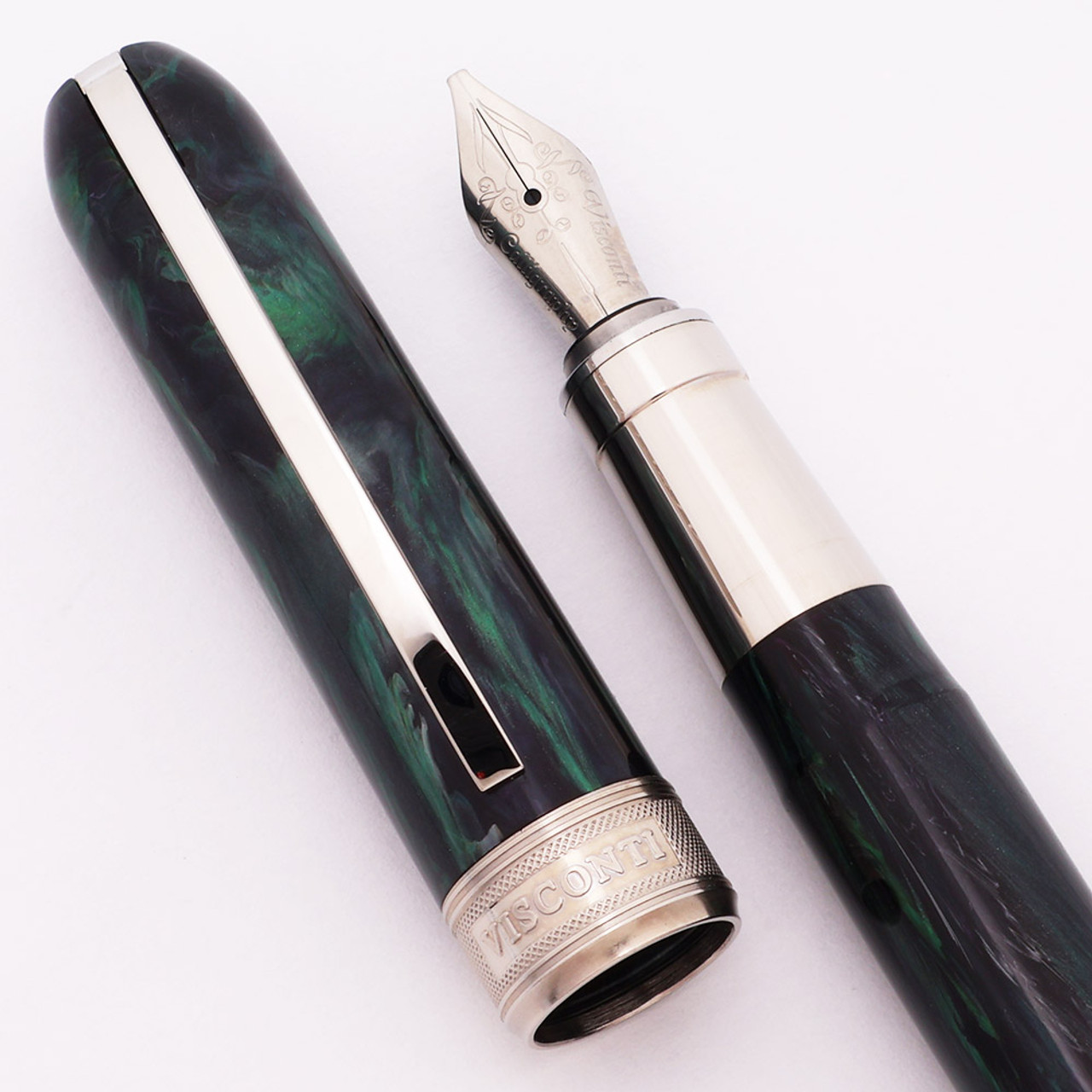 Visconti Rembrandt Fountain Pen - Dark Forest Variegated Resin, C/C, 1.5mm Stub Nib (Excellent +, Works Well)