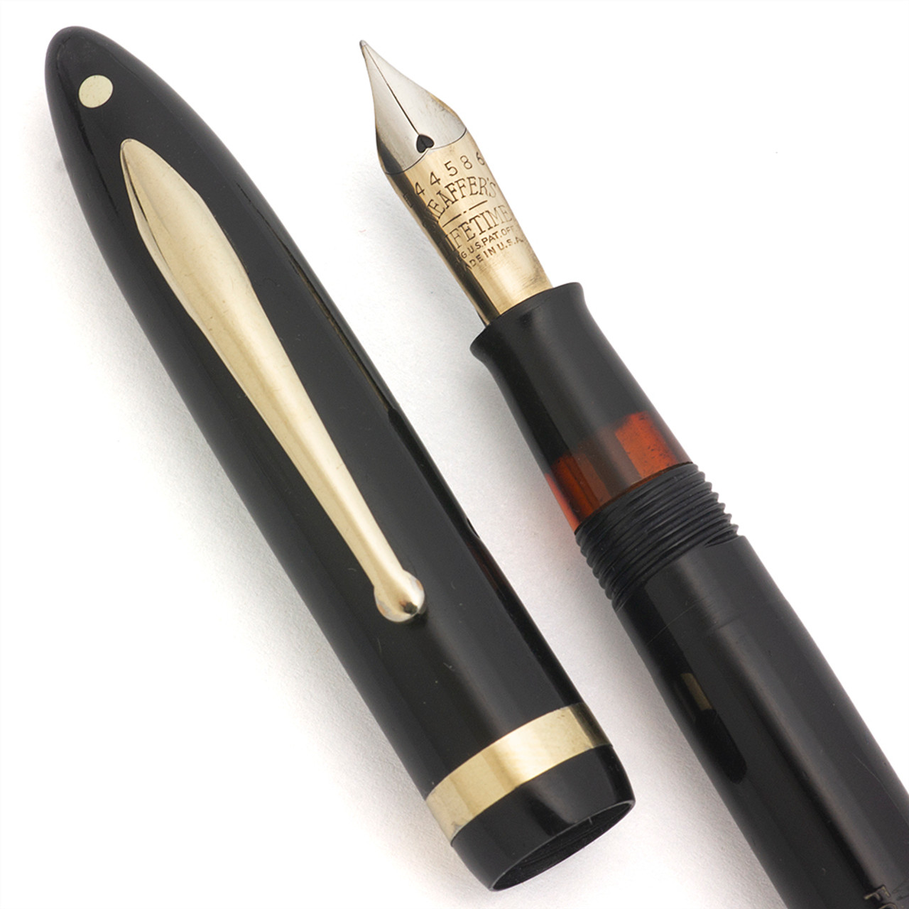 Sheaffer Balance Lifetime 875 - Slim Lever Filler, Black w GT, Fine Nib (Excellent, Restored)